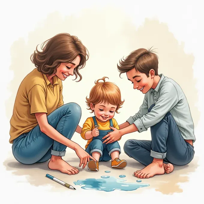 toddler playing with mom and dad