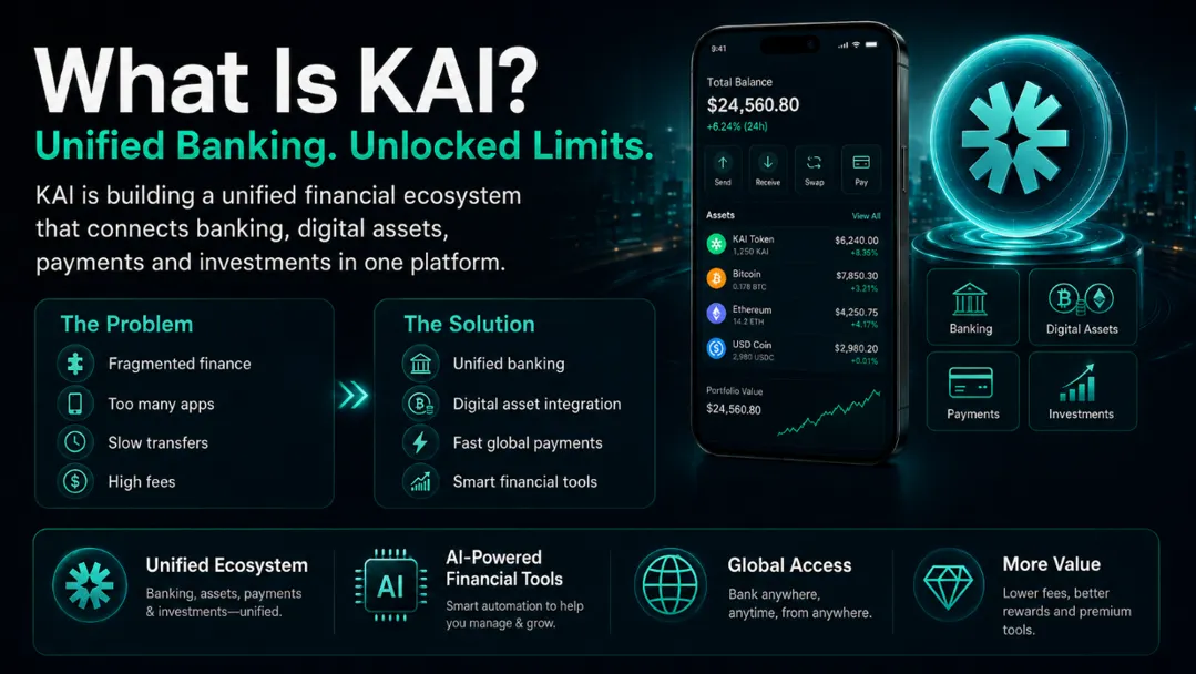 What is KAI / PRESALE unified banking ecosystem connecting digital assets payments and investments