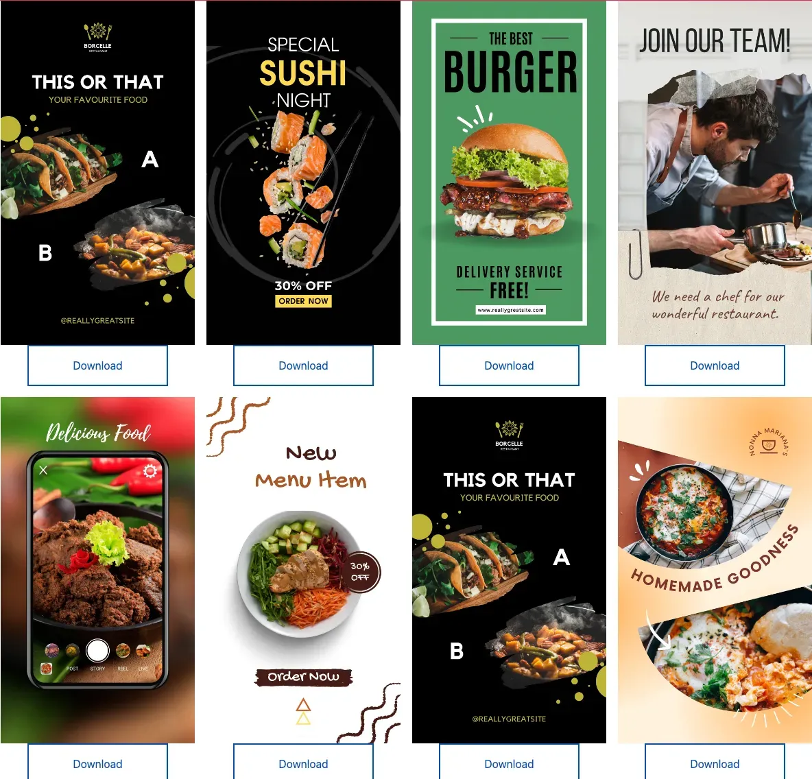Restaurant Instagram story videos