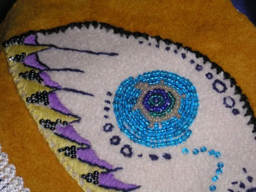 alt= Beaded embroidered dance shawl yolk