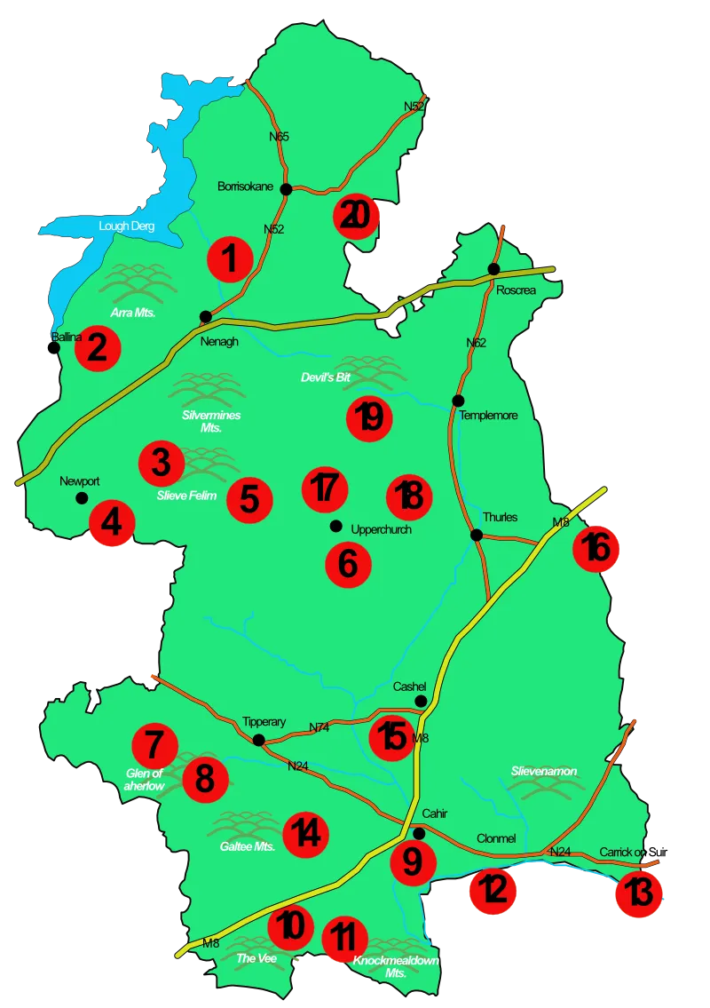 Map of Tipperary Walking Trails