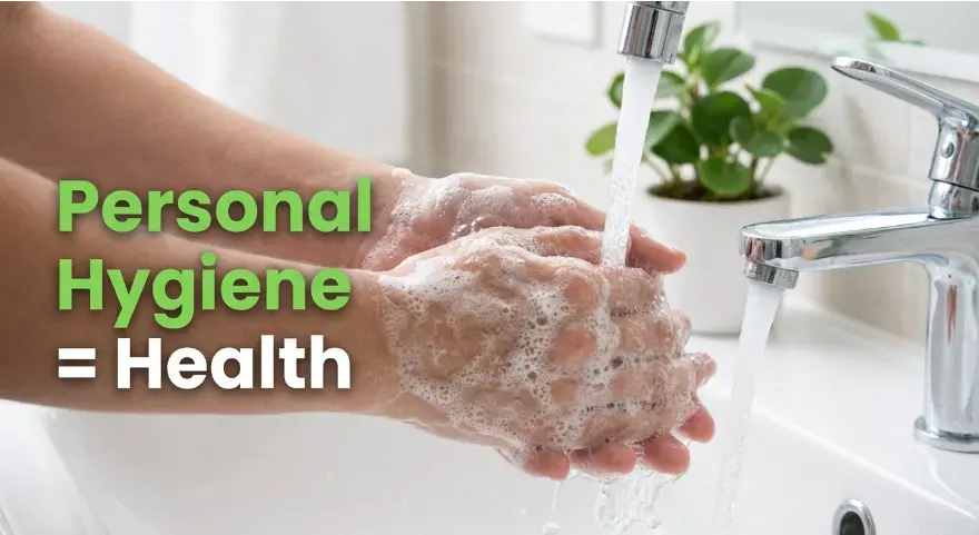 Close-up of hands being washed under running water with soap lather, creating thick white foam.