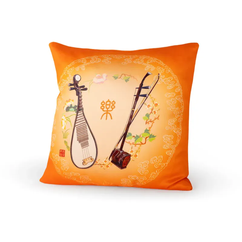 Shen Yun Collections' pillow cases about pipa and traditional music | Global Renaissance Collections