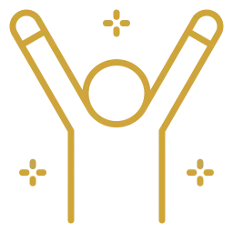 figure with arms outstretched gold colored icon