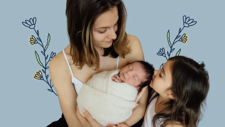 mom baby sibling