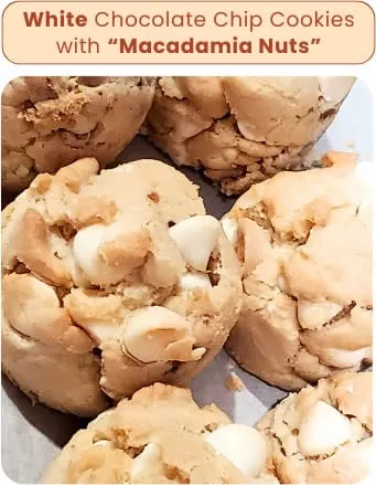 White Chocolate Chip + Macadamia Nut Cookies by BartsCookies.com