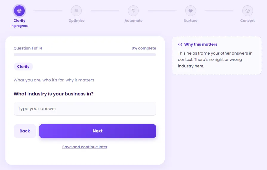 A question screen in the CONNECT Foundation Assessment, with the pillar tracker and a Why this matters note