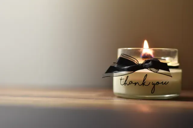 candle saying thank you