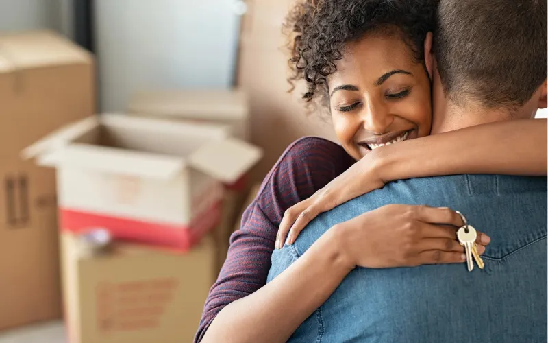 Family celebrating new homeownership