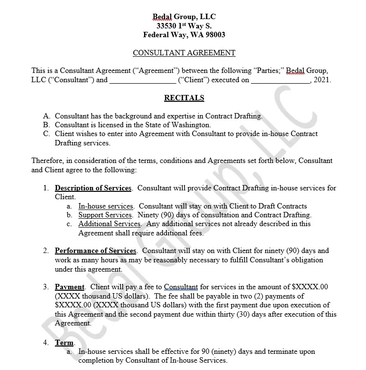 Consultant Agreement Example