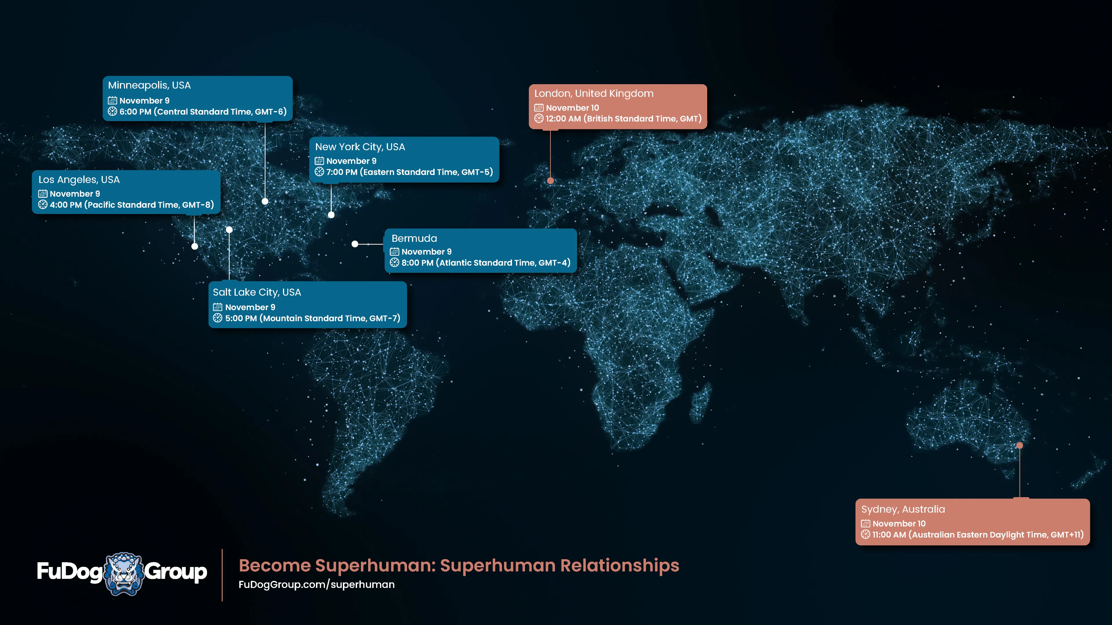 Time Zone map for Superhuman Relationships