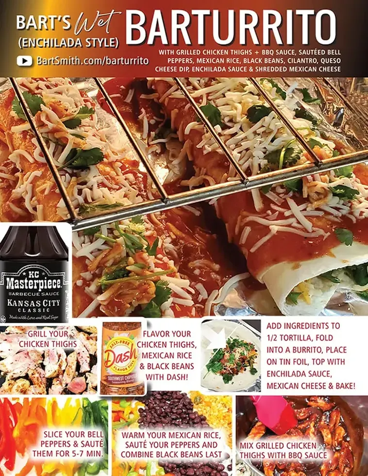 Bart Smith's Barturrito With Enchilada Sauce, Melted Cheese & Cilantro On Top Recipe Press Release