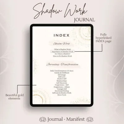 Minimalist digital shadow work inner child journal anxiety healing therapy gratitude journal digital planner self care wellness mental health ipad goodnotes notability mindfulness daily weekly monthly planner journal instant download minimal