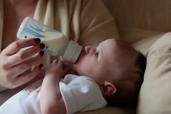 feeding hungry baby