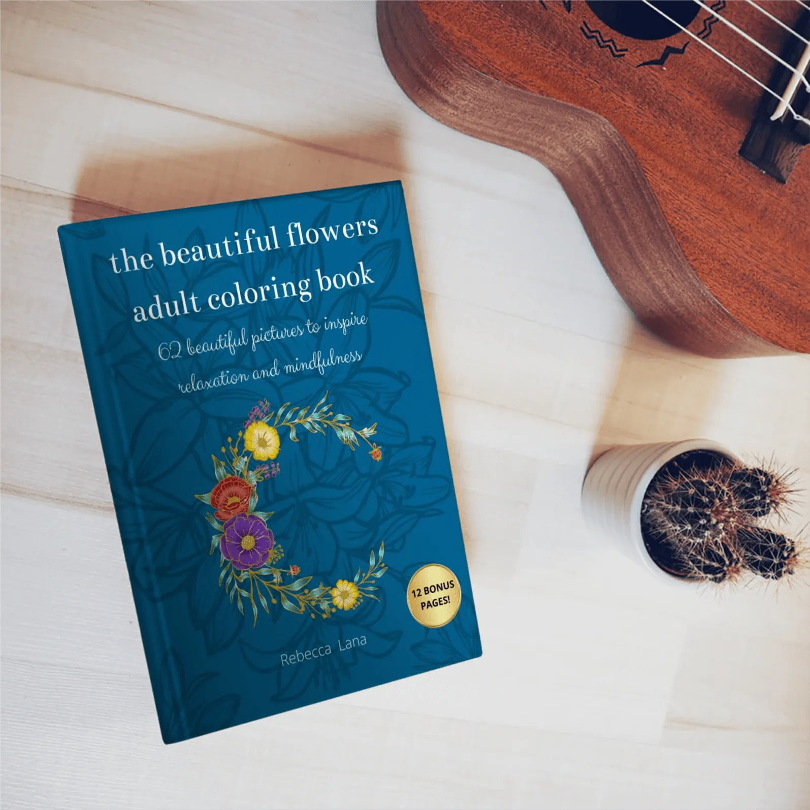 beautiful flowers adult colouring book cover