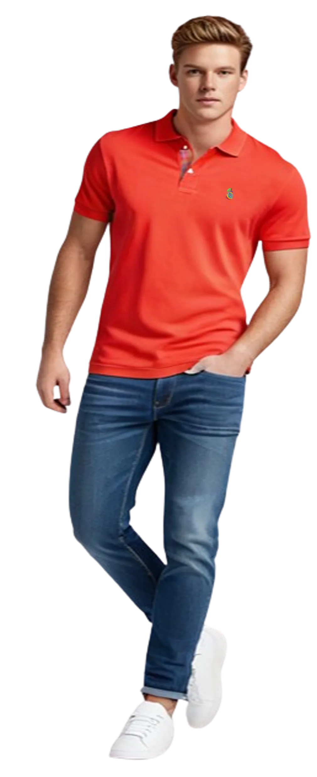 Tom Pearman Coral Red Short Sleeve Polo Shirt