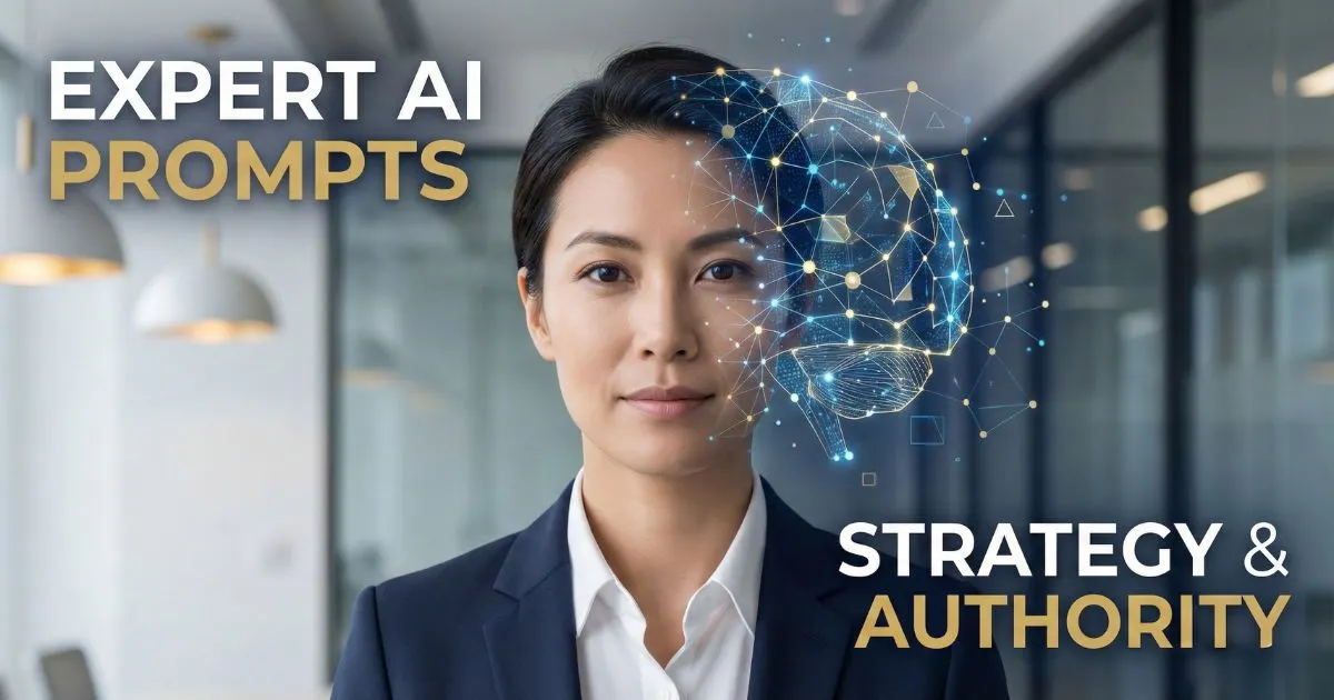 Professional thinking strategically with a digital overlay representing ai for mindset and business growth.