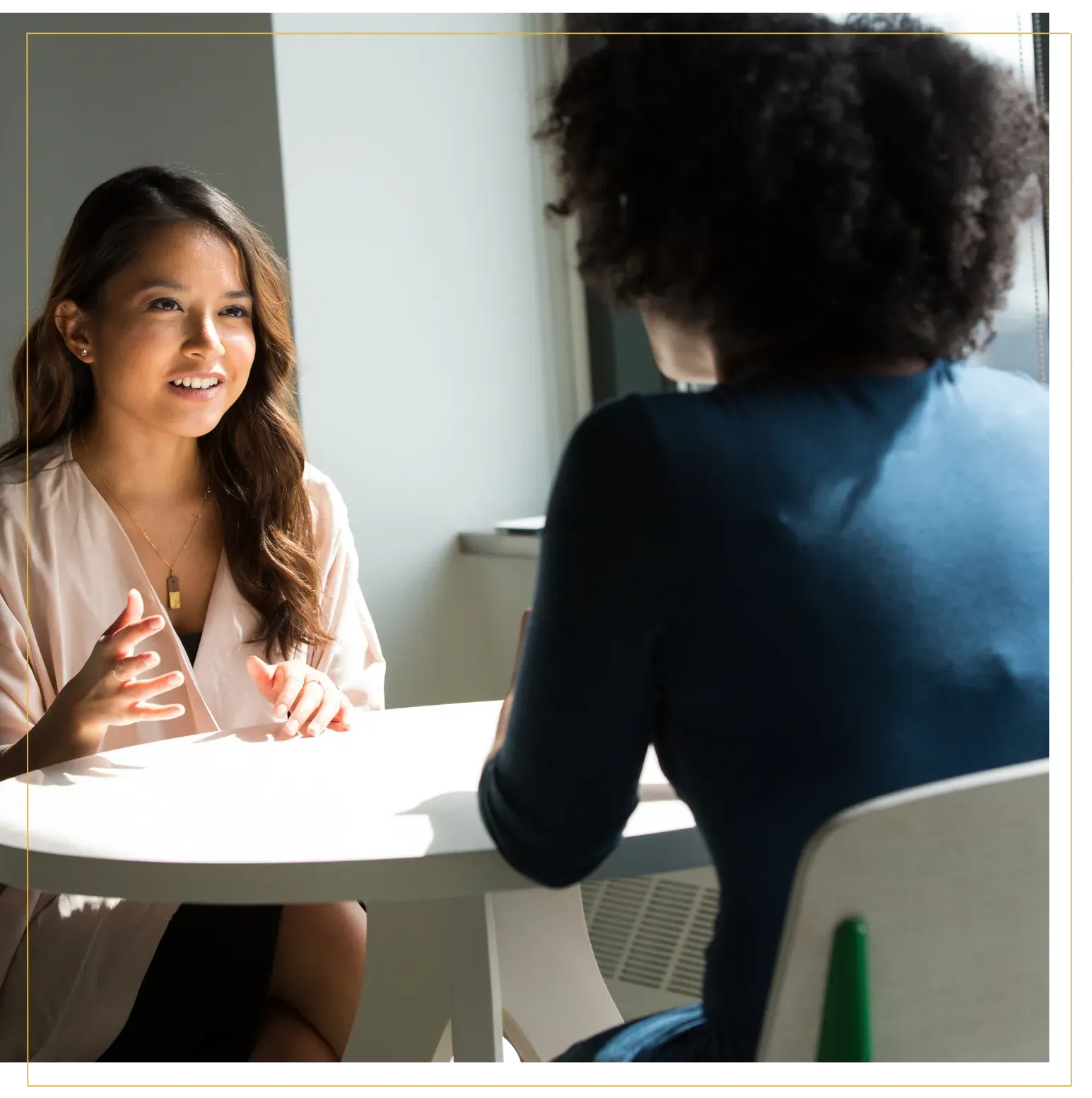 Female advisor working with one client