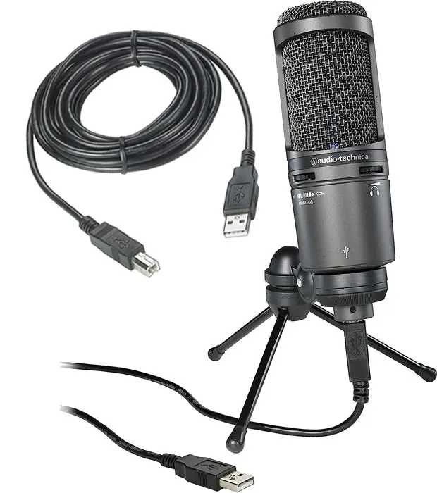 Audio-Technica AT2020USB+ Cardioid Condenser USB Microphone, With Built-In Headphone Jack & Volume Control, Perfect for Content Creators