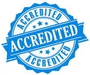 Flat icon showing a accreditation badge and ribbon, representing ASA-certified professional aircraft appraisers.