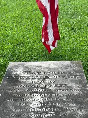 Grave of First Lady Leticia Christian Tyler, Cedar Grove Cemetery. 