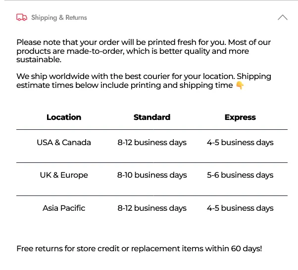 Shipping & Returns