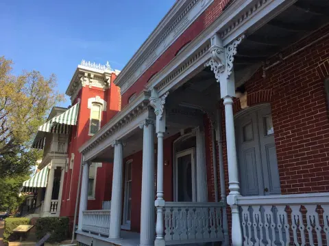 Front entrance of Maggie L. Walker House on Quality Row, national historic site in Richmond Virginia