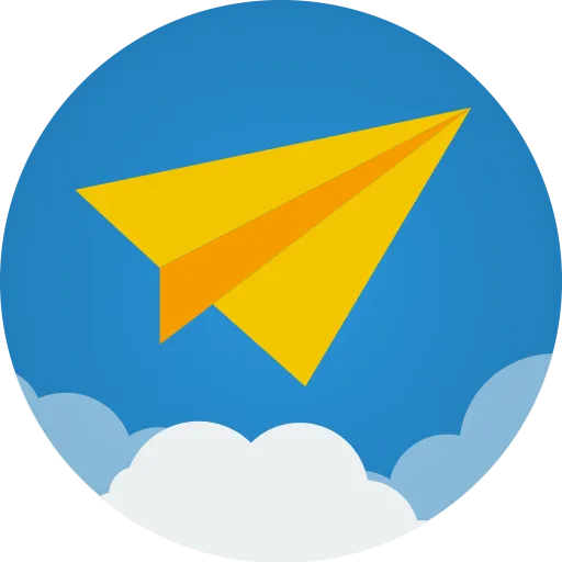 icon of a paper airplane travelling through clouds