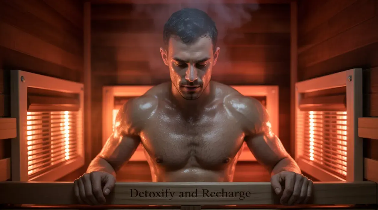 A person in an infrared sauna sweating