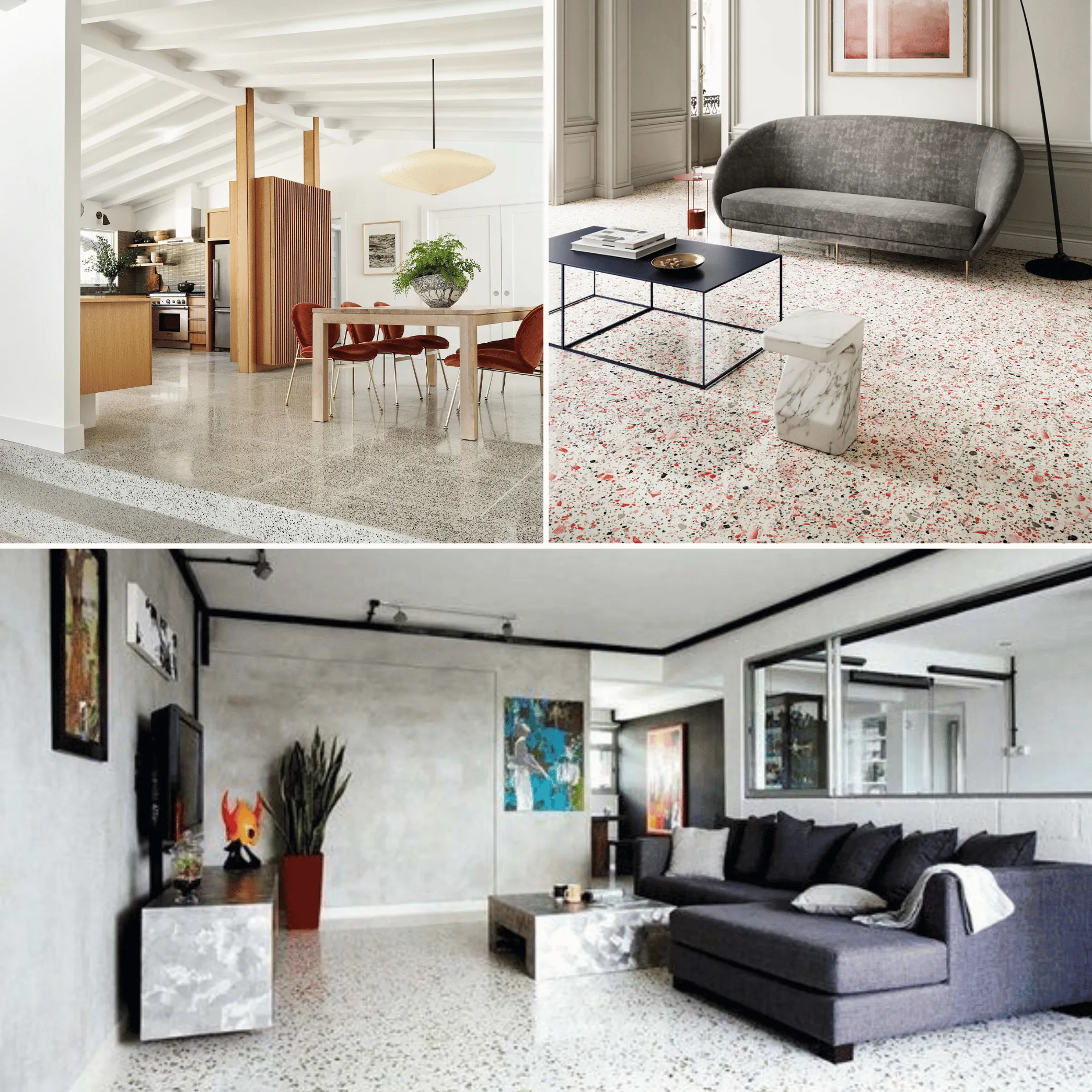 Terrazzo floors in several different rooms.