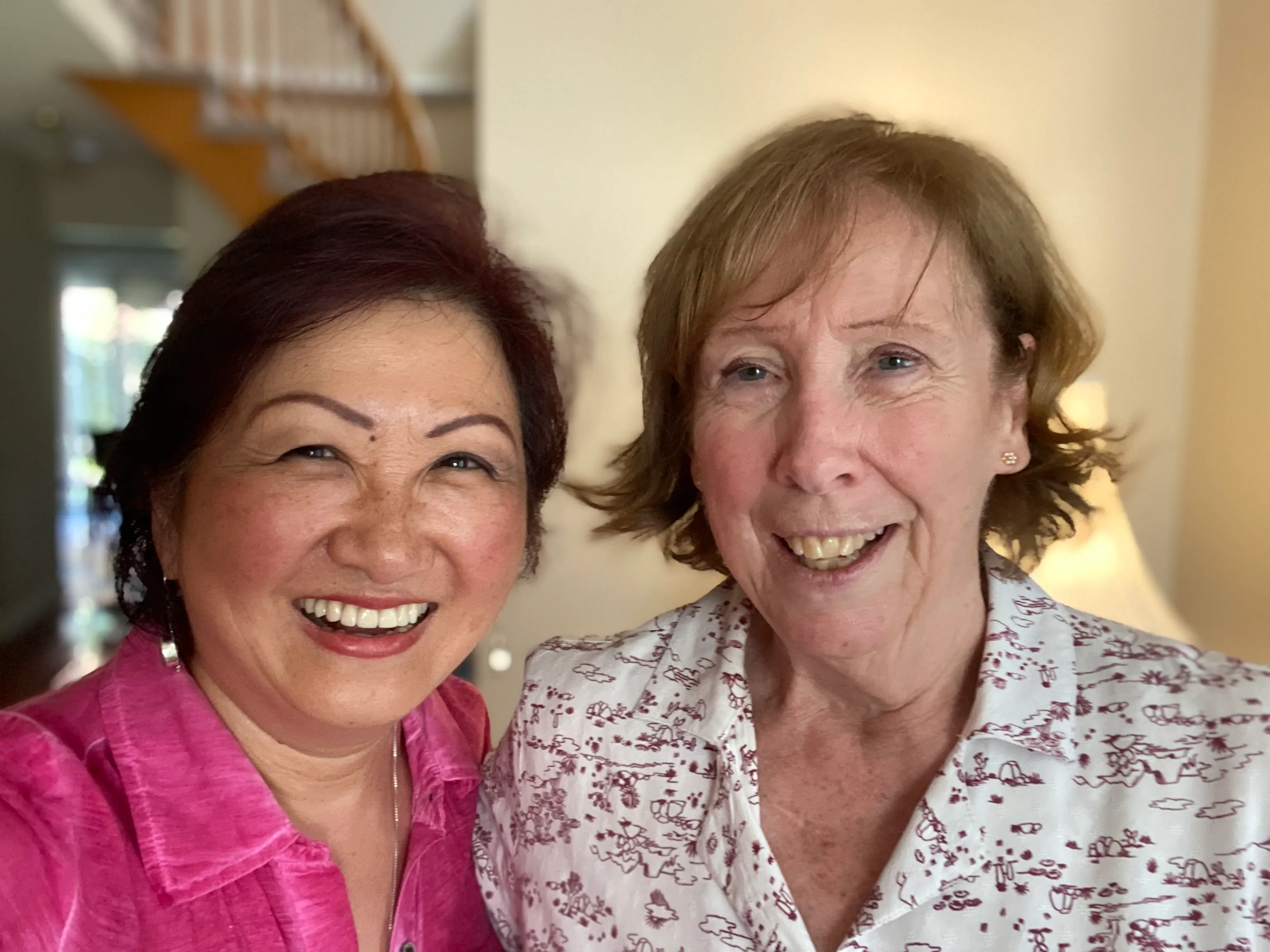 Marilyn Kapusniak in white shirt Michele in pick shirt