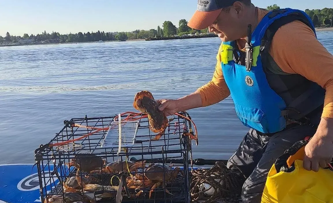 Crabbing from a SUP in Vancouver and Lower Mainland BC