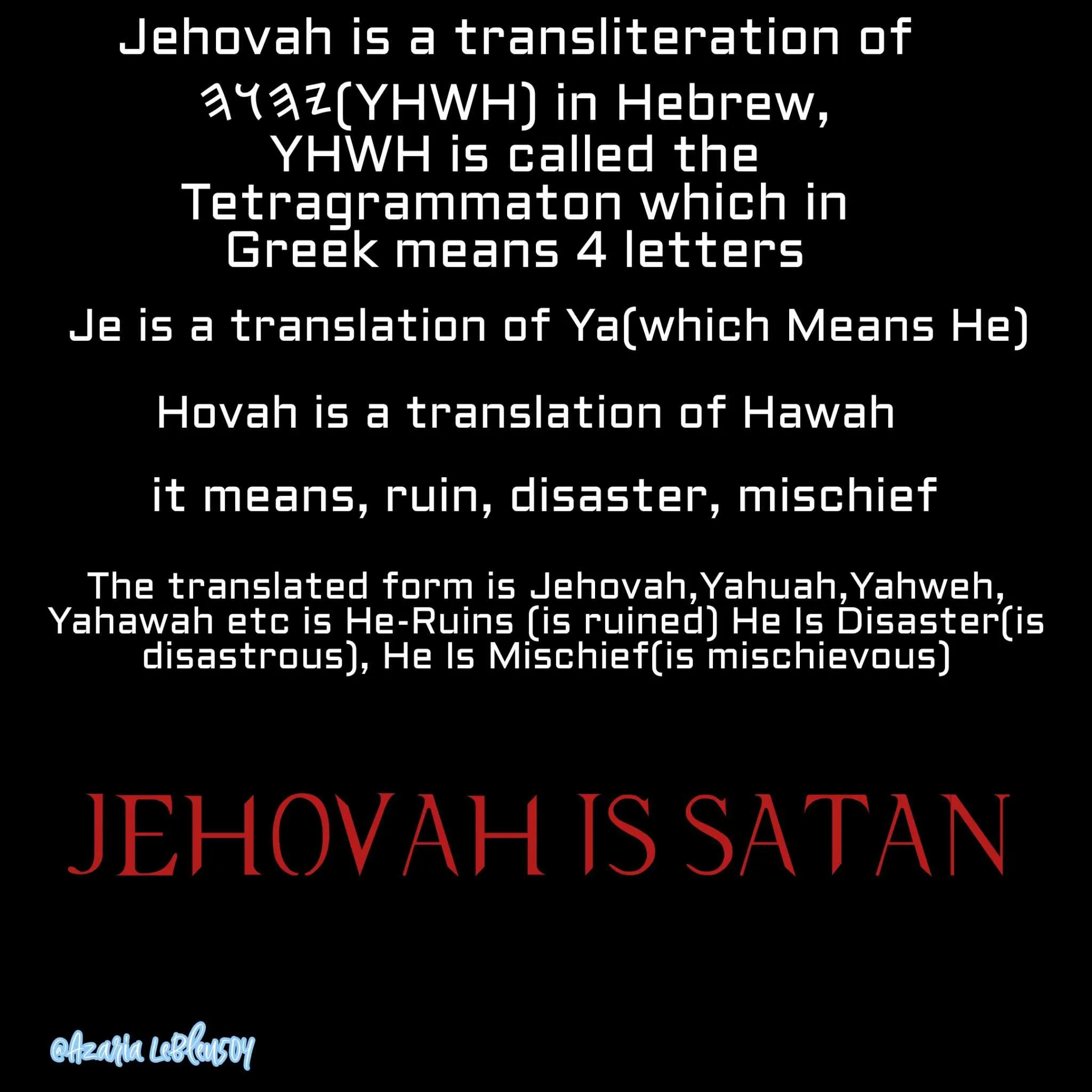 Jehovah means ruin