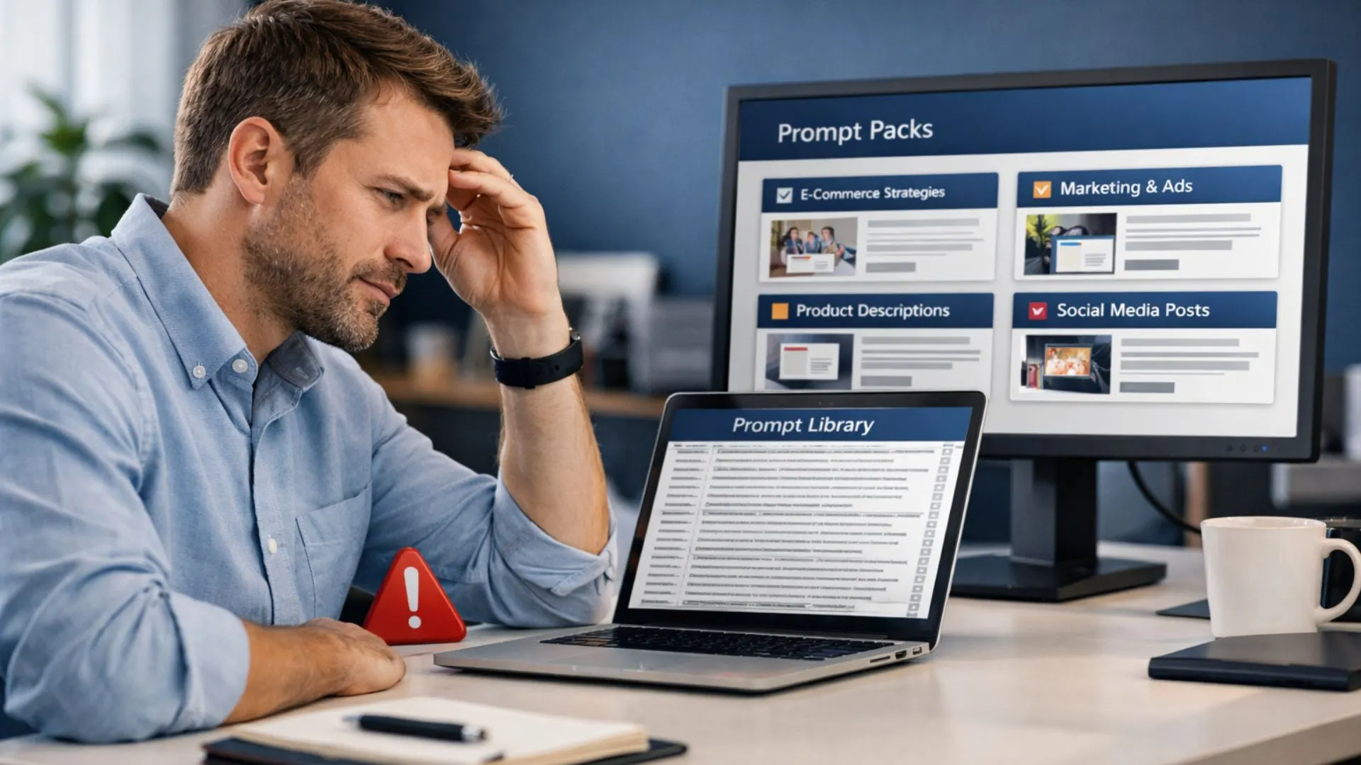 Business owner identifying warning signs of a generic prompt library vs professional ai prompts