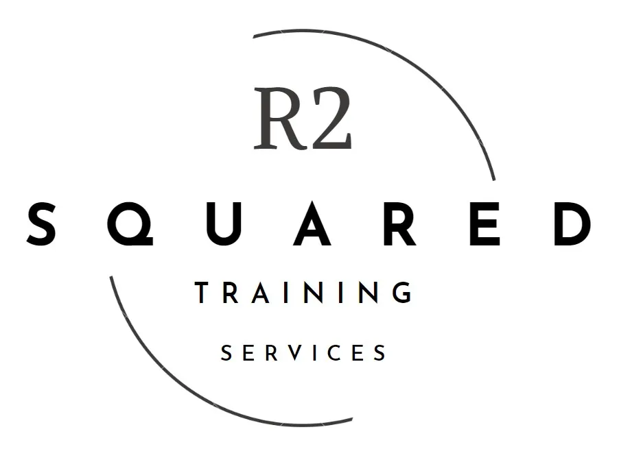 R2Squared Logo in white and black writing