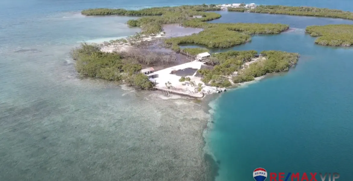 aerial picture of northeast caye belize