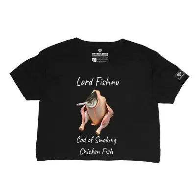 Lord Fishnu Cod of Smoking Chicken Fish Crop Top