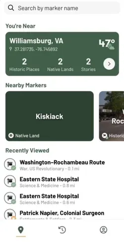 screenshot of the landing page of the Explore Here app which shows the Native Land you are on