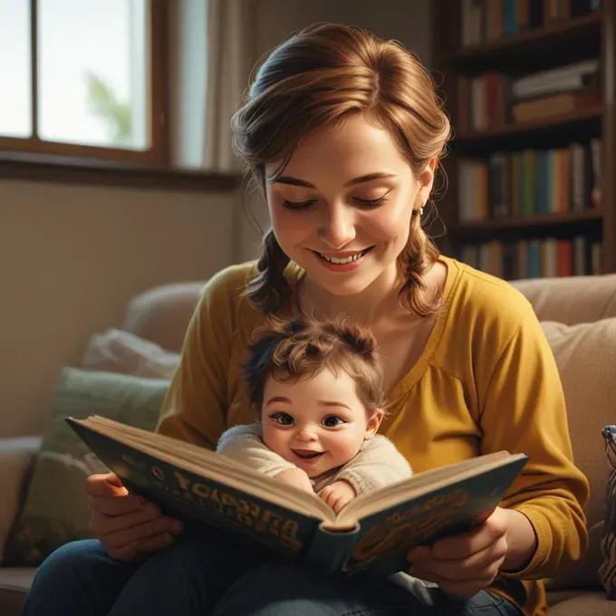 mother reading a book to her child