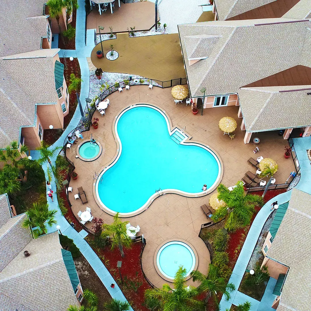 Orlando's only resort wave pool, lazy river, family pool, 125-foot corkscrew waterslide, adults-only pool. 