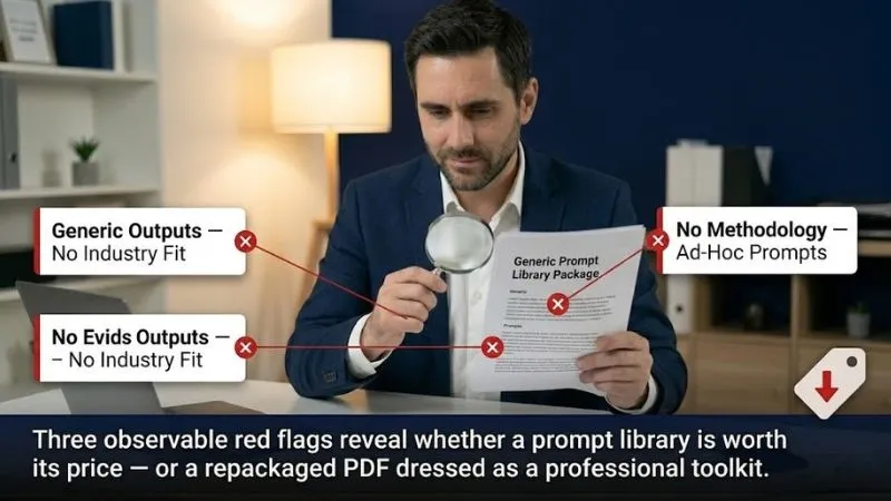 Professional identifying 3 signs of overpaying for prompt libraries that don’t deliver results (95 chars)