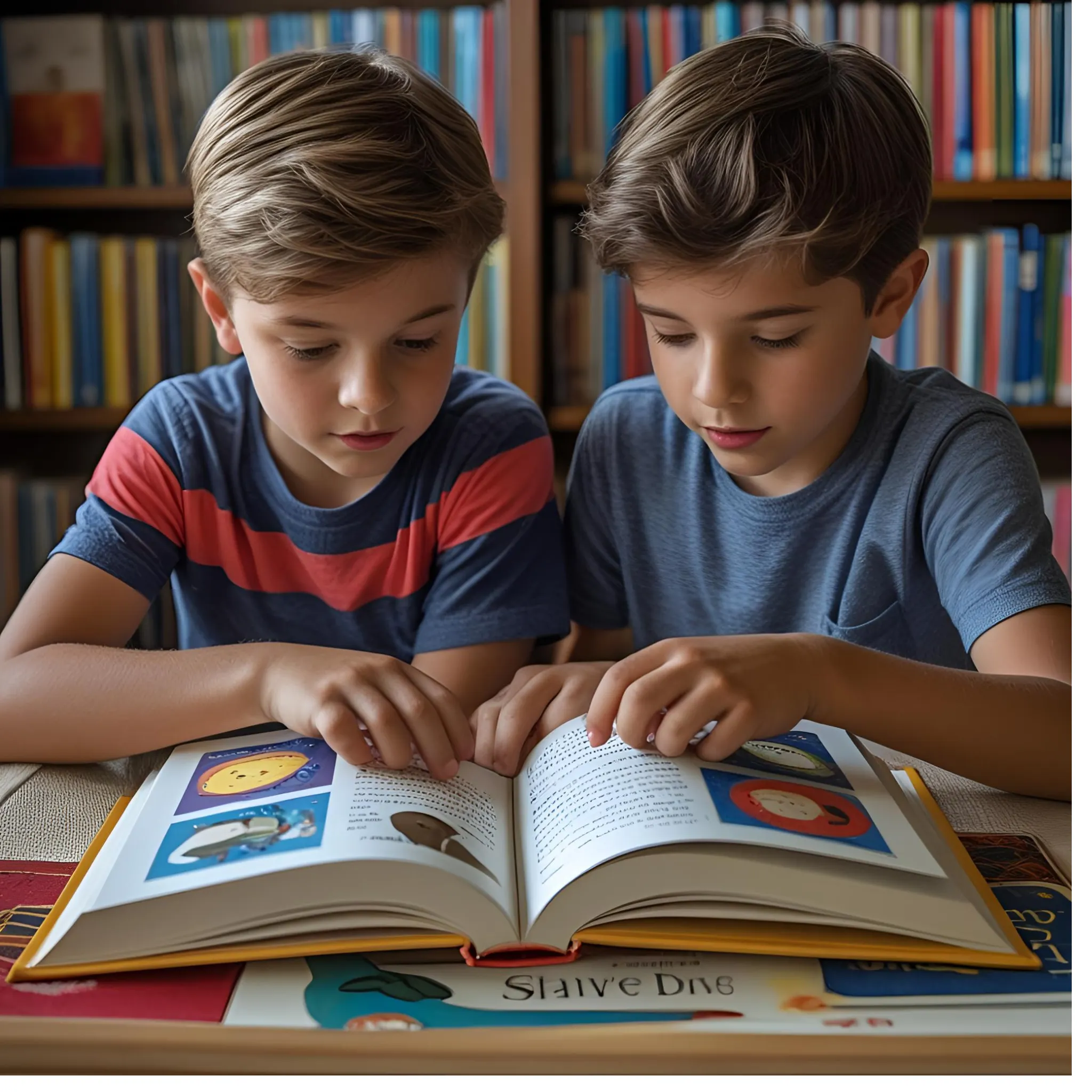 boys reading their favorite personalized book
