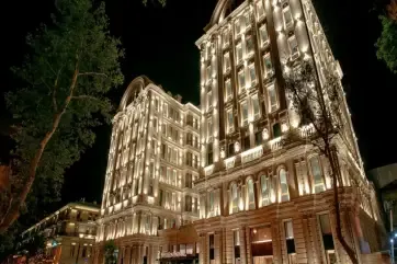 Intercontinental Baku Exterior Lit up at Night
