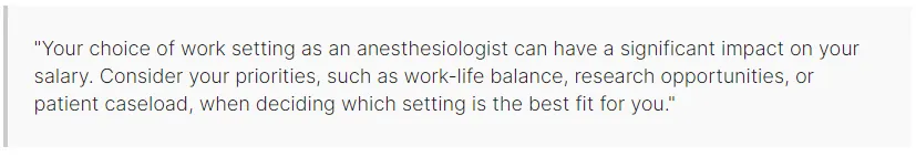 anesthesiologist salary work setting