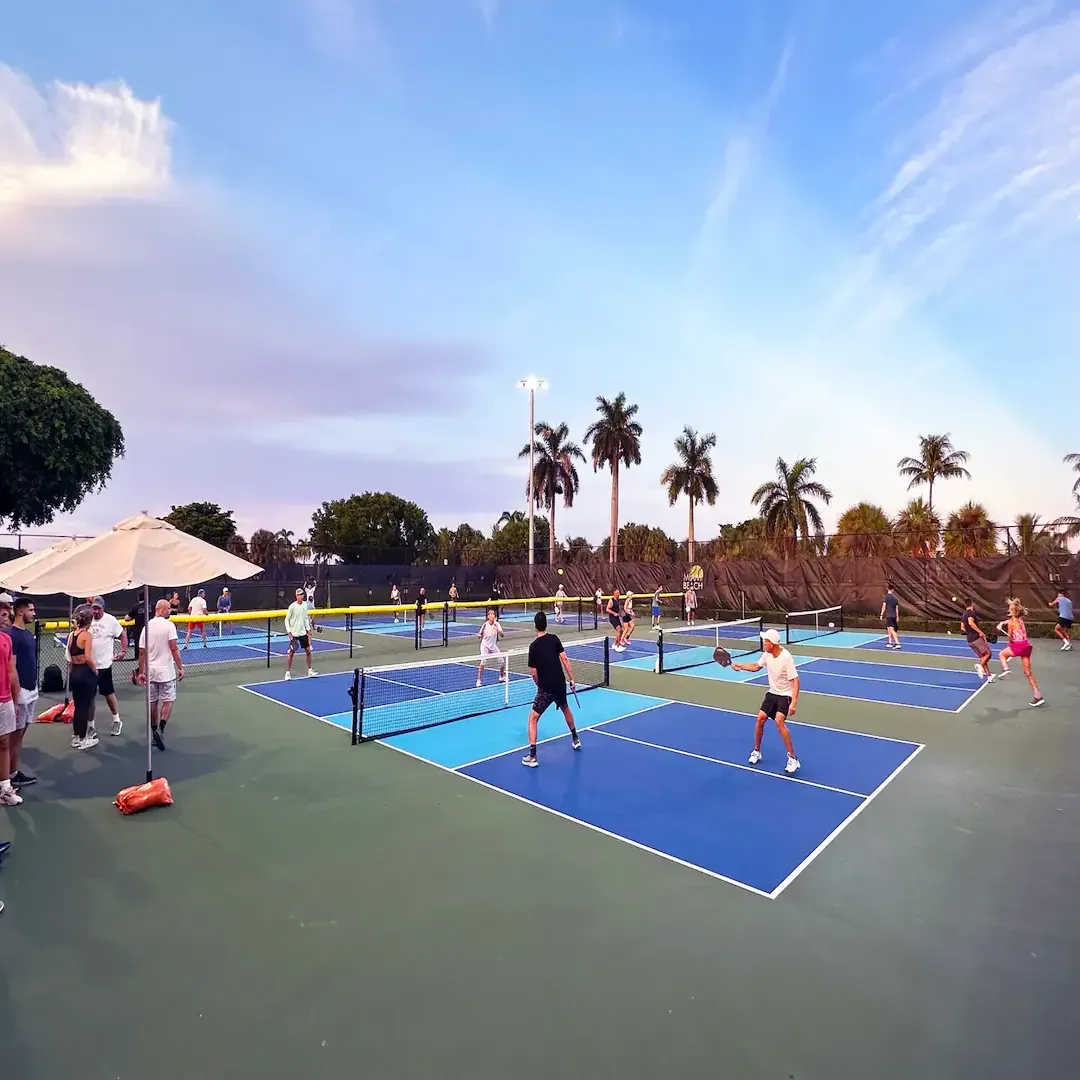 Enjoy complimentary use of our tennis rackets. Public tennis courts at Flamingo Park are available with menu pricing.