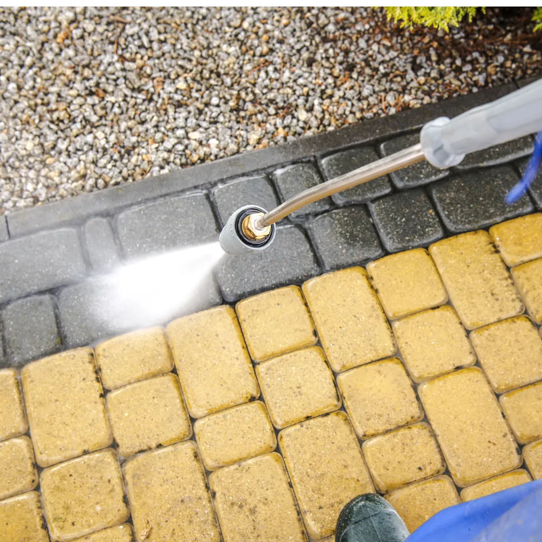 power wash brick pavers