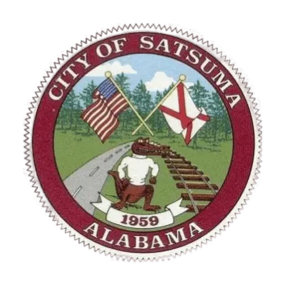 <alt=“Satsuma, Alabama city seal for pressure washing service coverage.”>