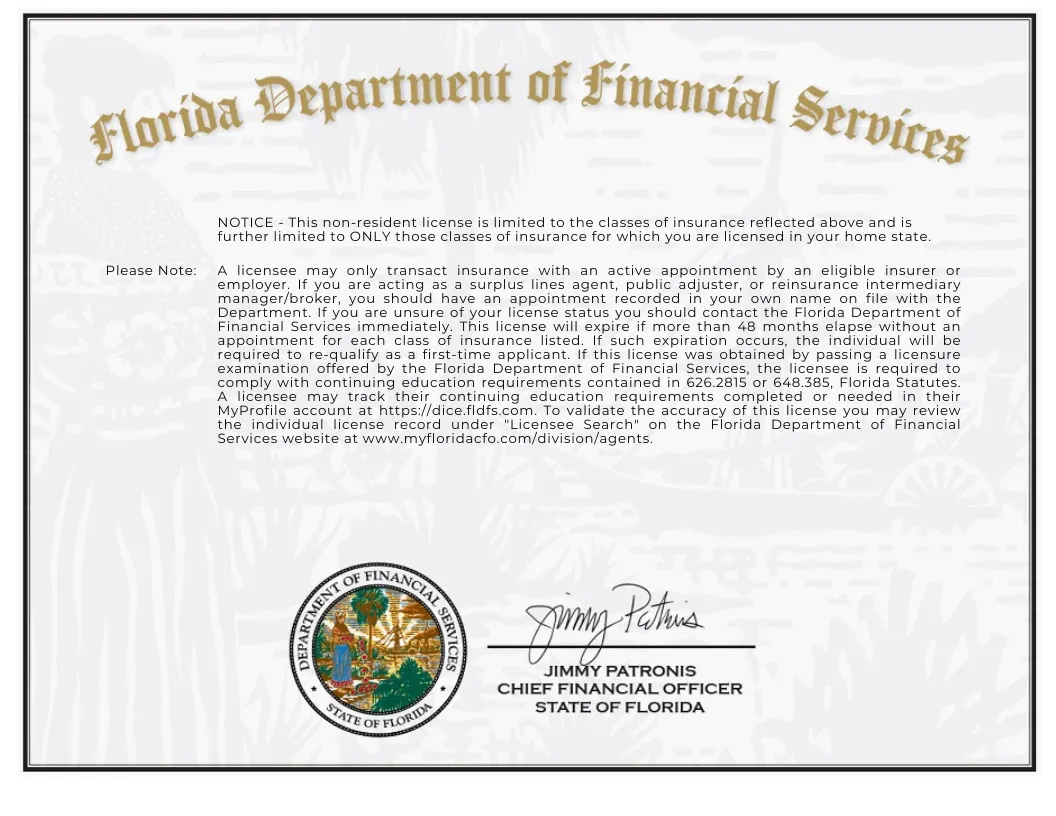 Florida Insurance License