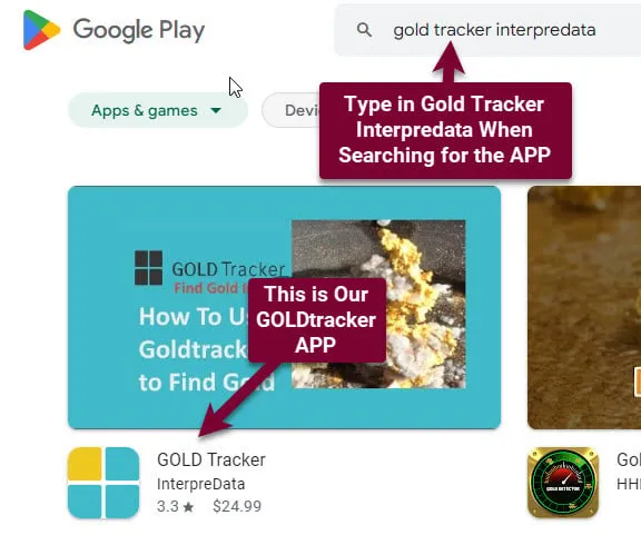 Goldtracker Intepredata in the Google Shop