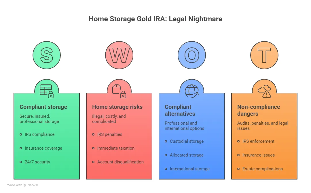 Home storage gold IRA legal issues visual